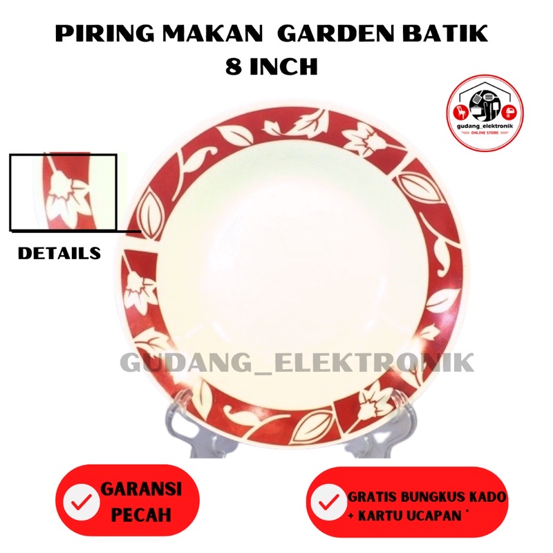 Jual Piring Makan Keramik Porcelain Inch Diameter Cm Garden Batik