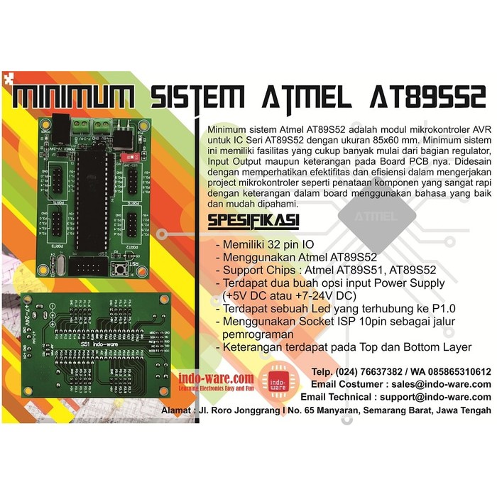 Jual Unik minimum sistem at89s52 Atmel 89s52 (Stock Tinggal Sedikit ...