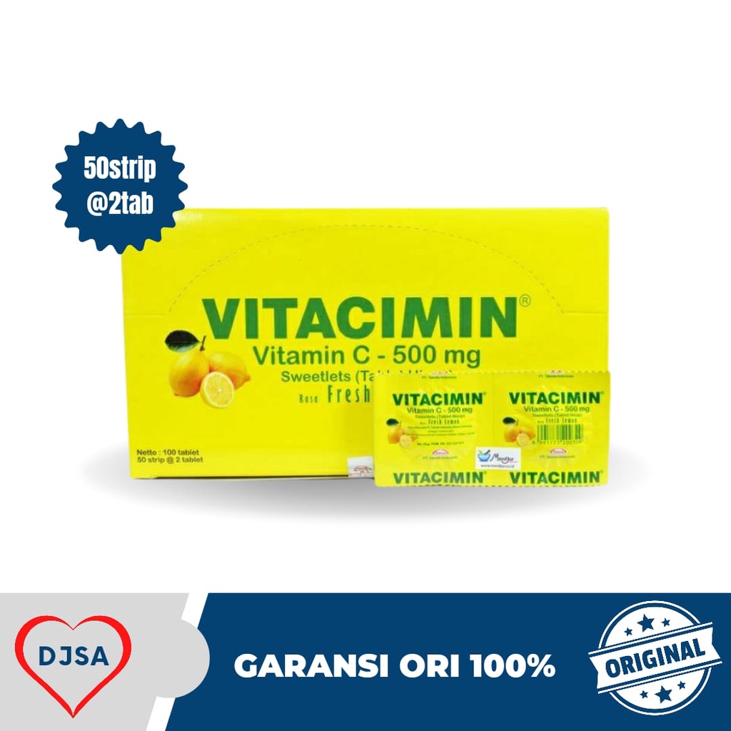 Jual Vitacimin Vitamin C 500mg 100 Tablet Rasa Fresh Lemon Box Shopee Indonesia