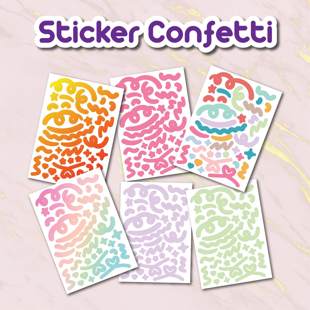 Jual Stiker Confetti Deco / Stiker Dekorasi / Label Stiker Aesthetic ...