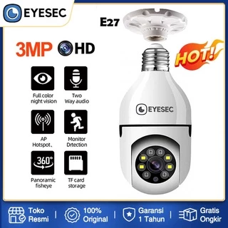 EYESEC CCTV Lampu V380 Pro 3MP Kamera CCTV Wifi Bohlam 360 PTZ Panoramic IP Camera CCTV (Free E27 Interface)