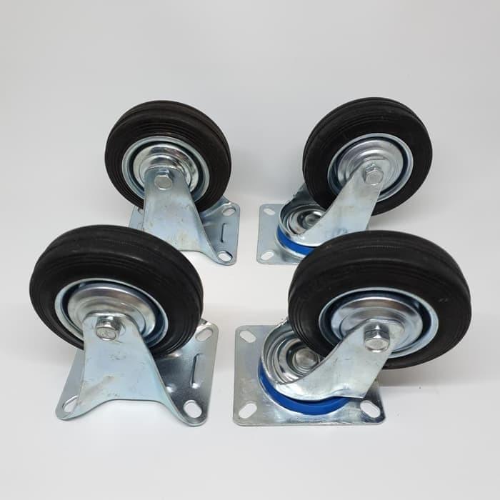 Jual Roda Etalase 4 Inch / Roda Trolley / Roda Karet (2 Hidup 2 Mati ...