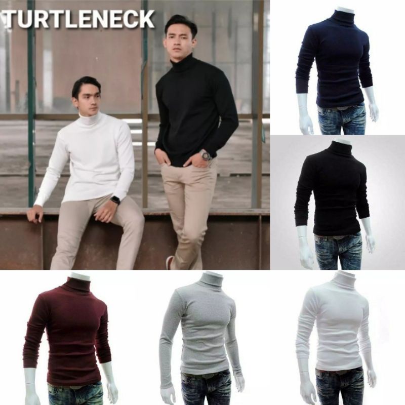 Jual Turtleneck Pria Dan Wanita Kerah Rib Turtleneeck Rib Premium Lengan Panjang Shopee