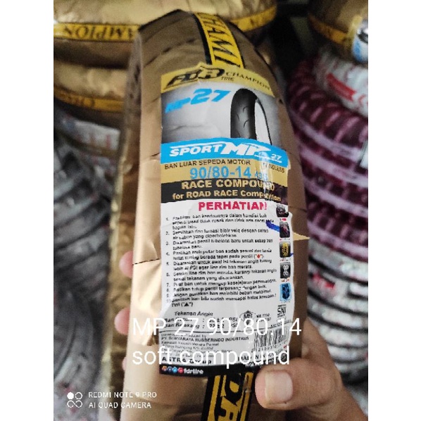 Jual fdr mp 27 90/80 ring 14 tubless racing soft compound all matic ...