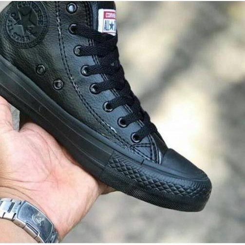 Jual Sepatu CONVERSE ALLSTAR High Kulit Full Black Grade Original Shopee Indonesia
