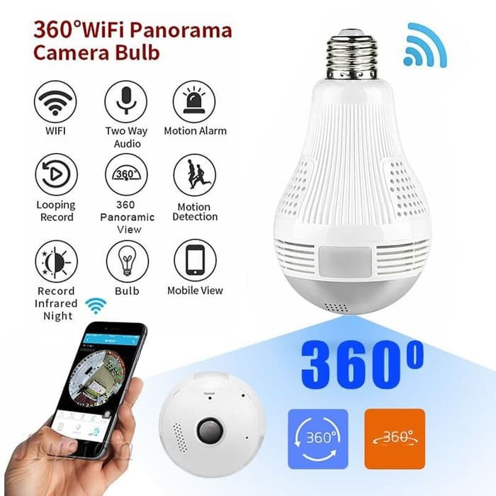 Jual IP Camera CCTV Wireless WIFI Model Lampu Bohlam Bulb P2 Panoramic ...