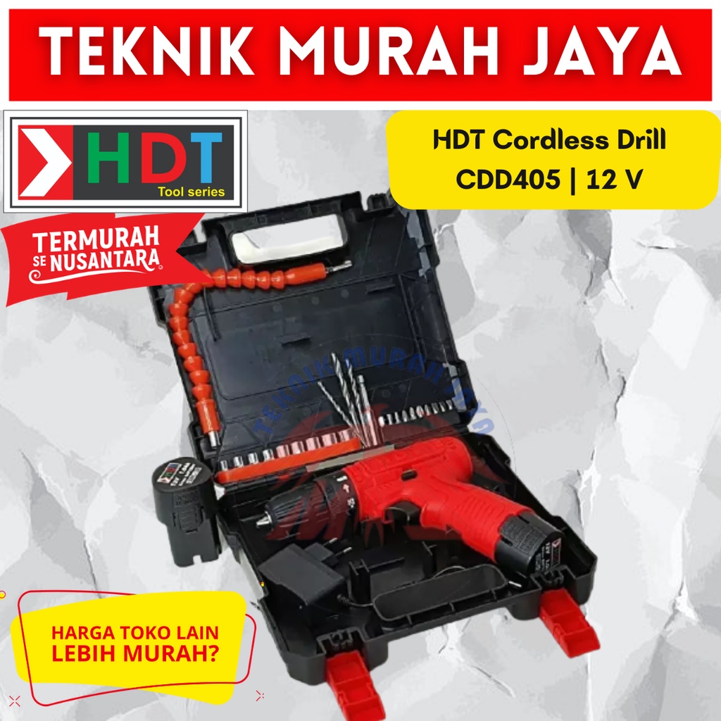 Jual HDT Bor Baterai 12Volt Ekonomis CDD405 10mm Cordless Drill CDD 405 ...