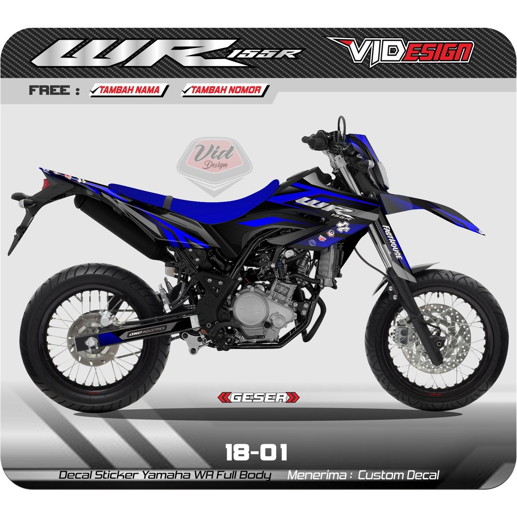 Jual Stiker setiker Sticker Decal Dekal Yamaha Wr 155 Biru Doff Super ...