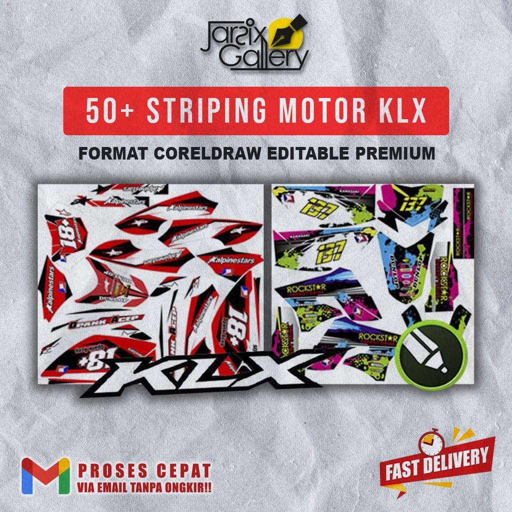 Jual [CDR] 50+ Pola Template Striping Motor Kawasaki KLX - Decal ...