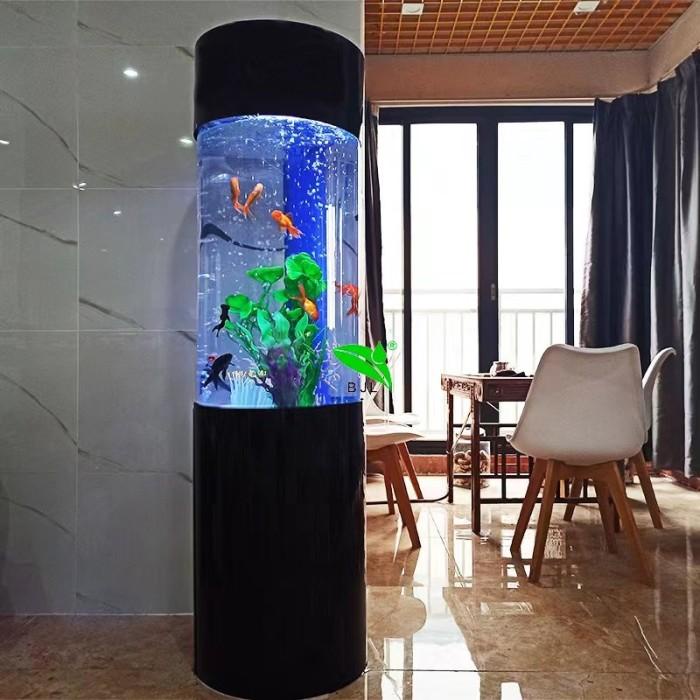 Jual Aquarium Fullset Kabinet All In One Cylinder 40X150Cm Pompa Dan Filter Ready Shopee Indonesia