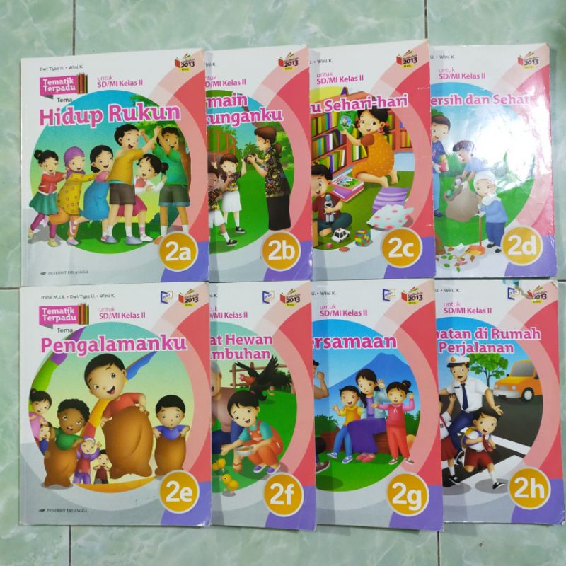 Jual Paket 8 Buku Bekas Original Tematik Terpadu Untuk Sd Mi Kelas 2