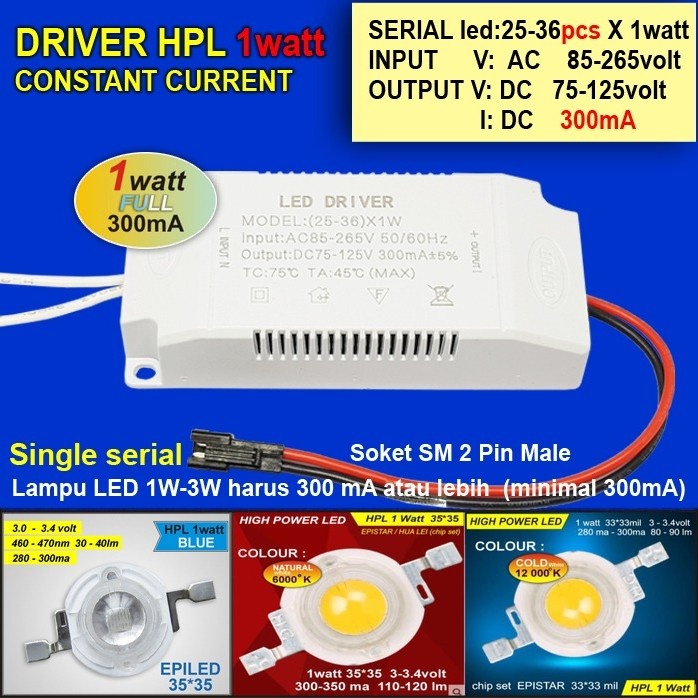 Jual LED Driver 25-36*1 Watt Casing Plastik | Shopee Indonesia