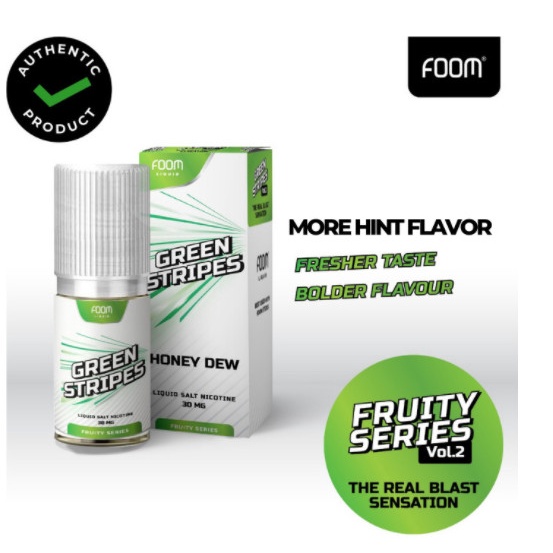 Jual LIQUID 30ML FOOM GREEN STRIPES HONEYDEW RASA MELON 30MG | Shopee ...