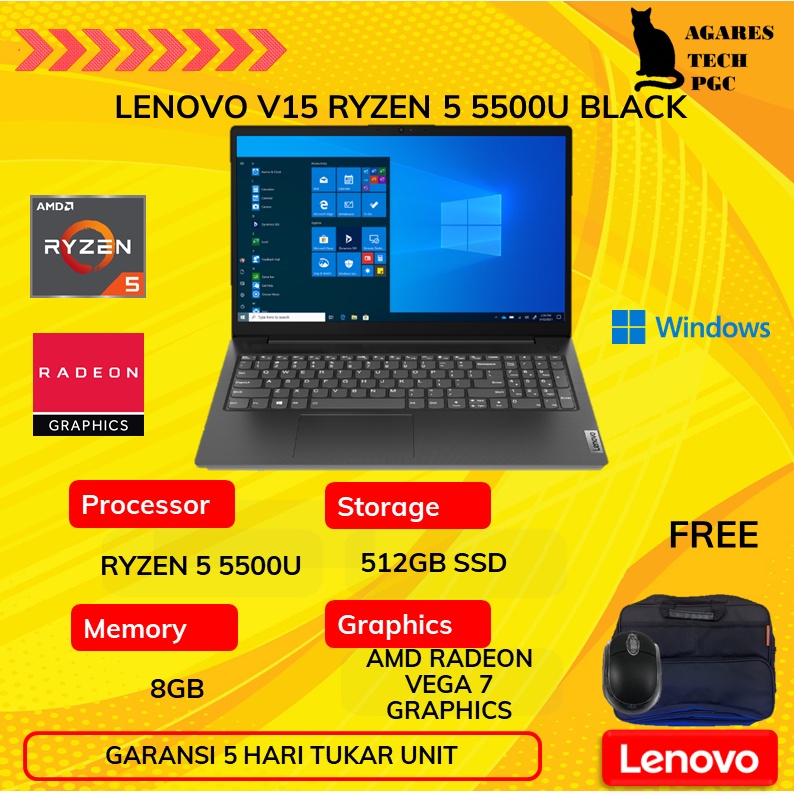 Jual LAPTOP LENOVO V15 G2 RYZEN 5 5500 RAM 8GB 512GB SSD VEGA7