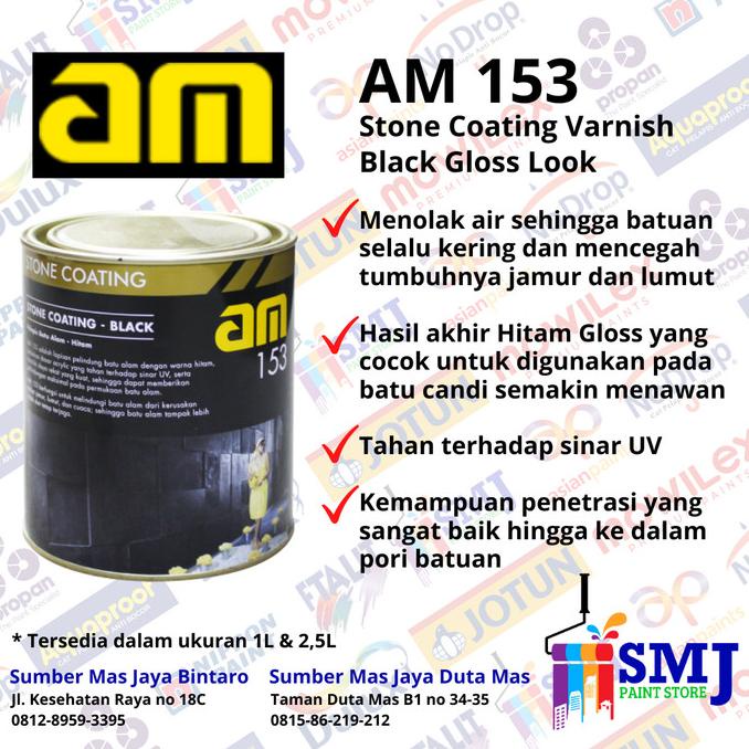 Jual Cat Varnish Batu Alam Stone Coating AM 153 Black Gloss 2,5 Liter ...