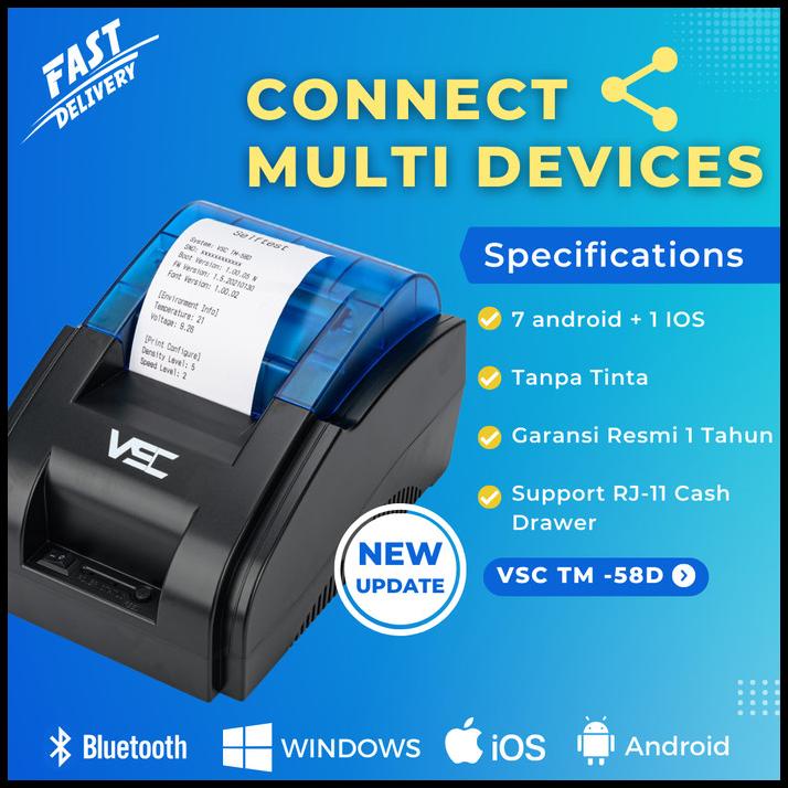Jual Printer Thermal Android Ios Bluetooth Vsc Tm-58D Rpp02N Support ...
