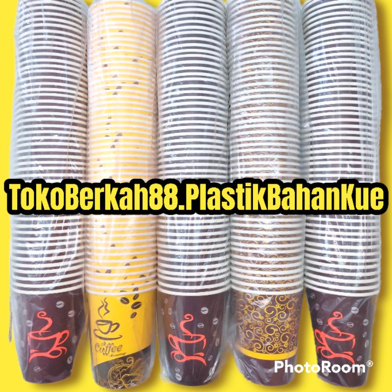 Jual HOT PAPER CUPS / COFFEE PAPER CUPS MOTIF RANDOM - PER ROLL ISI 50 ...