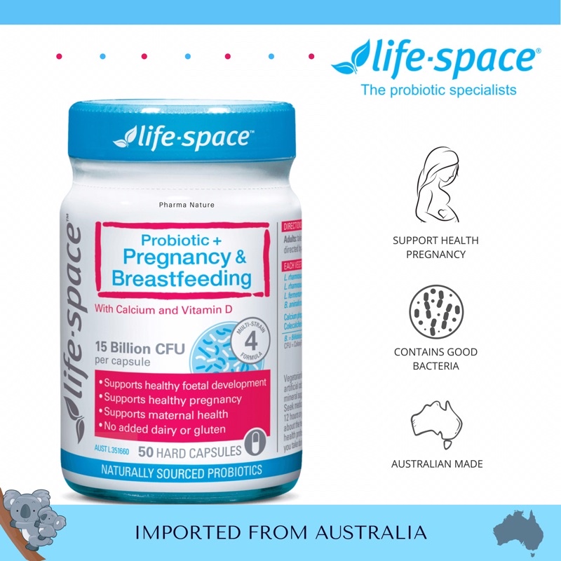 Image showcasing Jual LIFE SPACE PROBIOTIC + PREGNANCY & BREASTFEEDING 50 CAPSULES ...