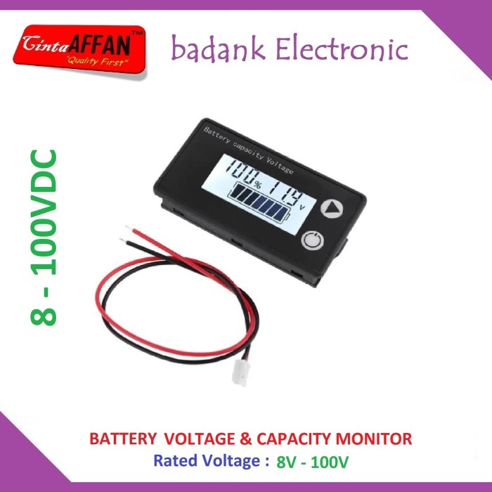 Jual Battery Voltage & Capacity Indicator 8V-100V VRLA Lithium LiFePO4