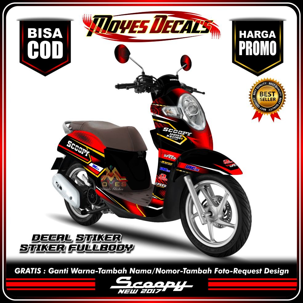 Jual Decal Sticker Scoopy Esp FI - Motif Racing Team Rider Color Red ...