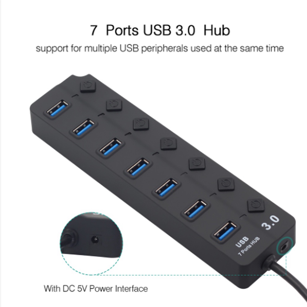 Jual Hub USB 3.0 (7 port hidup/mati) pembagi Hub USB 3.0 | Shopee Indonesia