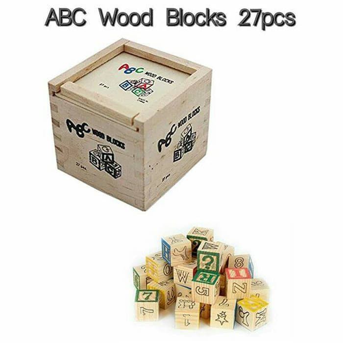 Jual ABC BOX - ABC WOOD BLOCKS 27PCS BALOK KAYU KUBUS HURUF ANGKA ABJAD ...