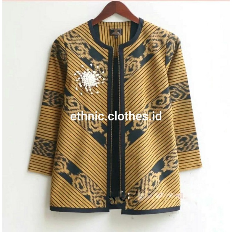 Jual blouse atasan batik tenun kerja wanita original rote yellow ...