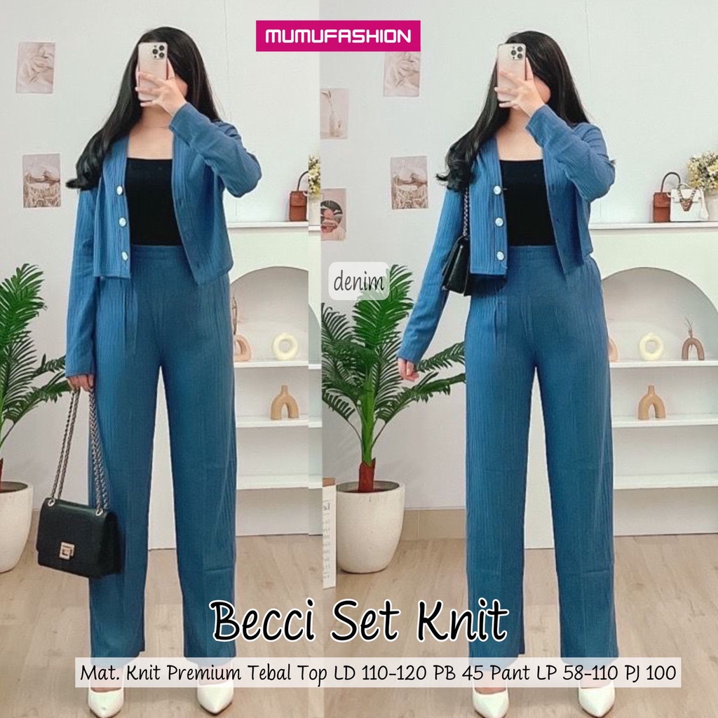 Jual Ajr Becci Set Knit Setelan Crop Top Viralll Kekinian Bahan Knit Premium Tebal By