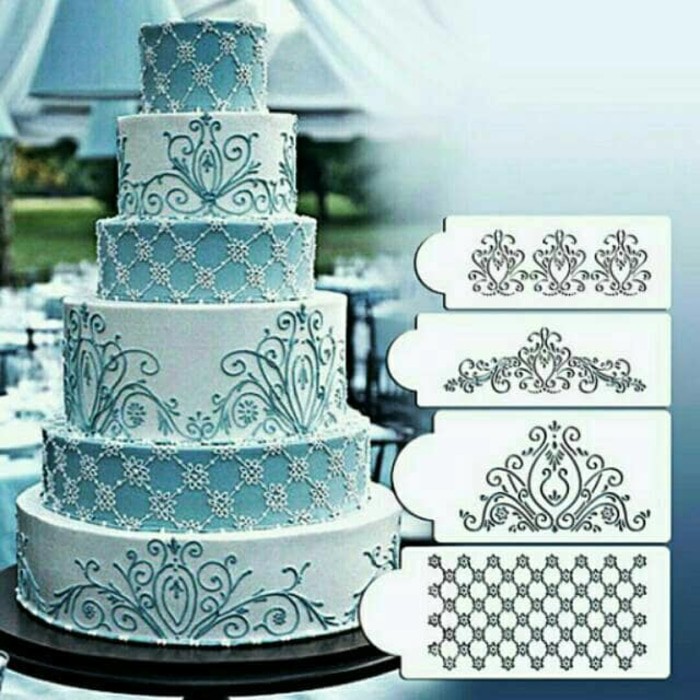 Jual 4 pcs cake stencils cake stensil cake pattern untuk membuat motif ...