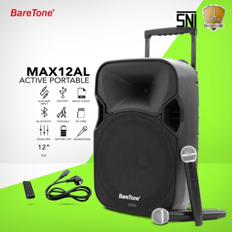 Jual SPEAKER PORTABLE 12 INCH BARETONE MAX12AL SPEAKER BLIETOOTH 12 ...