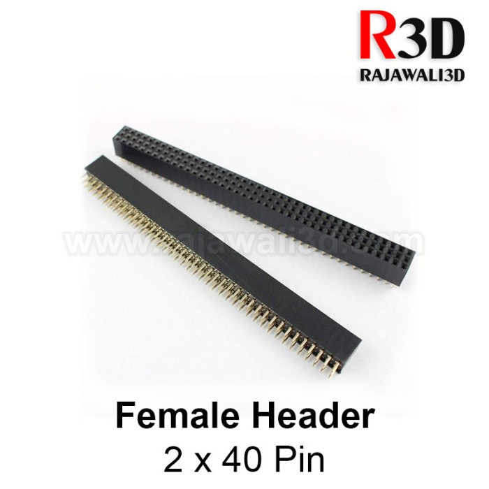 Jual Pin Header Strip Female 40 Pin Double Row 2x40 2.54mm Black ...