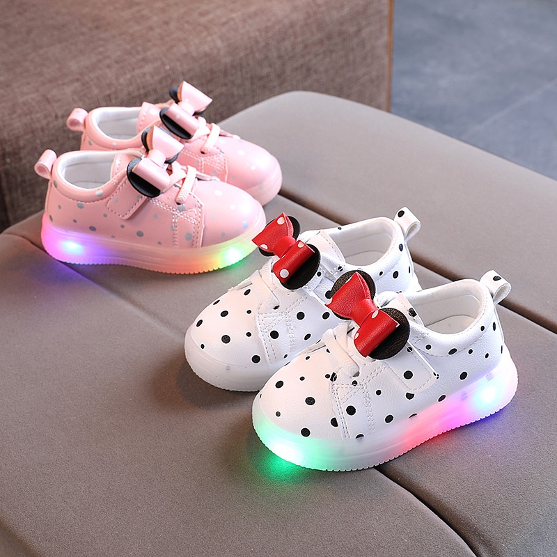 Jual LED15-Sepatu Lampu LED Anak Perempuan Dot Mini Red Ribbon | Shopee ...