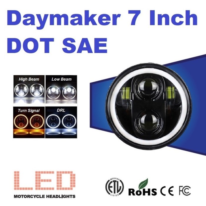 Jual Lampu LED DOT SAE Daymaker 7 inch inci Inchi Halo Ring Mobil Mot ...