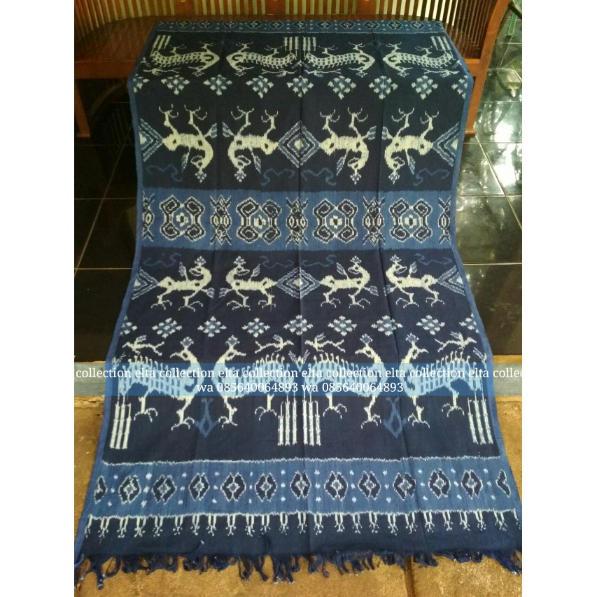 Jual Kain Tenun Ikat Jepara Jenis Blanket Antik Halusan Motive Fauna Biru Ak Shopee