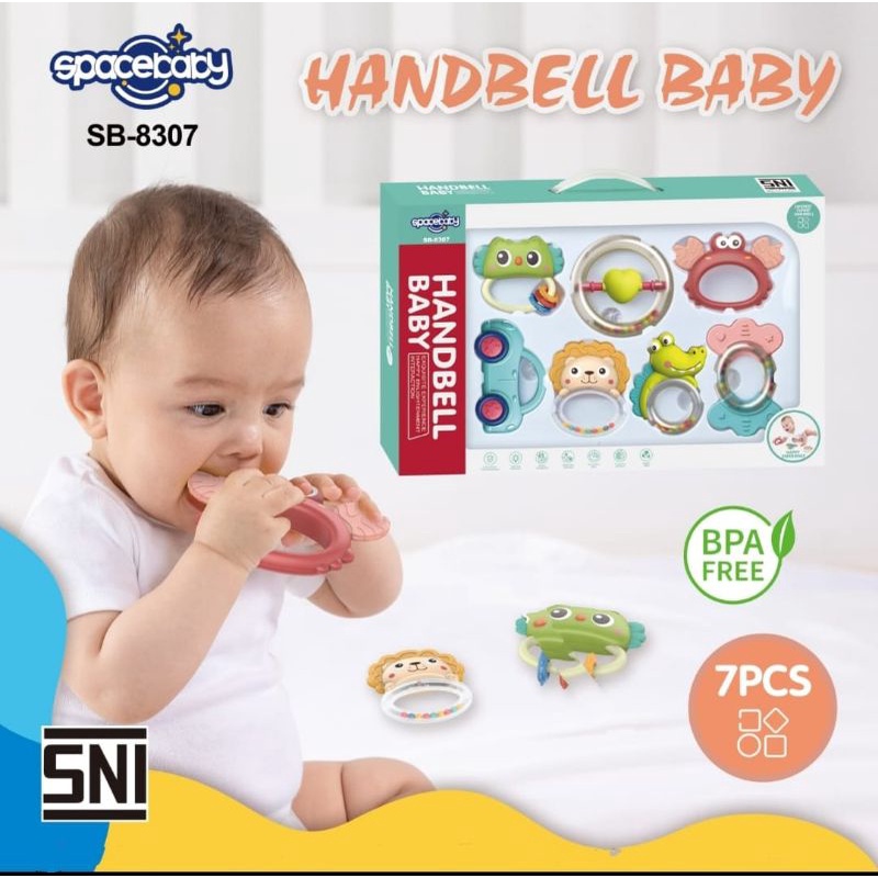 Jual Spacebaby Handbell Rattle toy kerincingan bayi SB8306 Isi 6 pcs ...