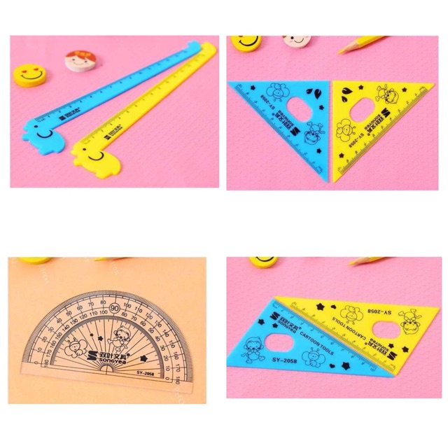 Jual LAB RULER 001 | PENGARIS 4 in 1 ( PANJANG, SEGITIGA, BUSUR ...