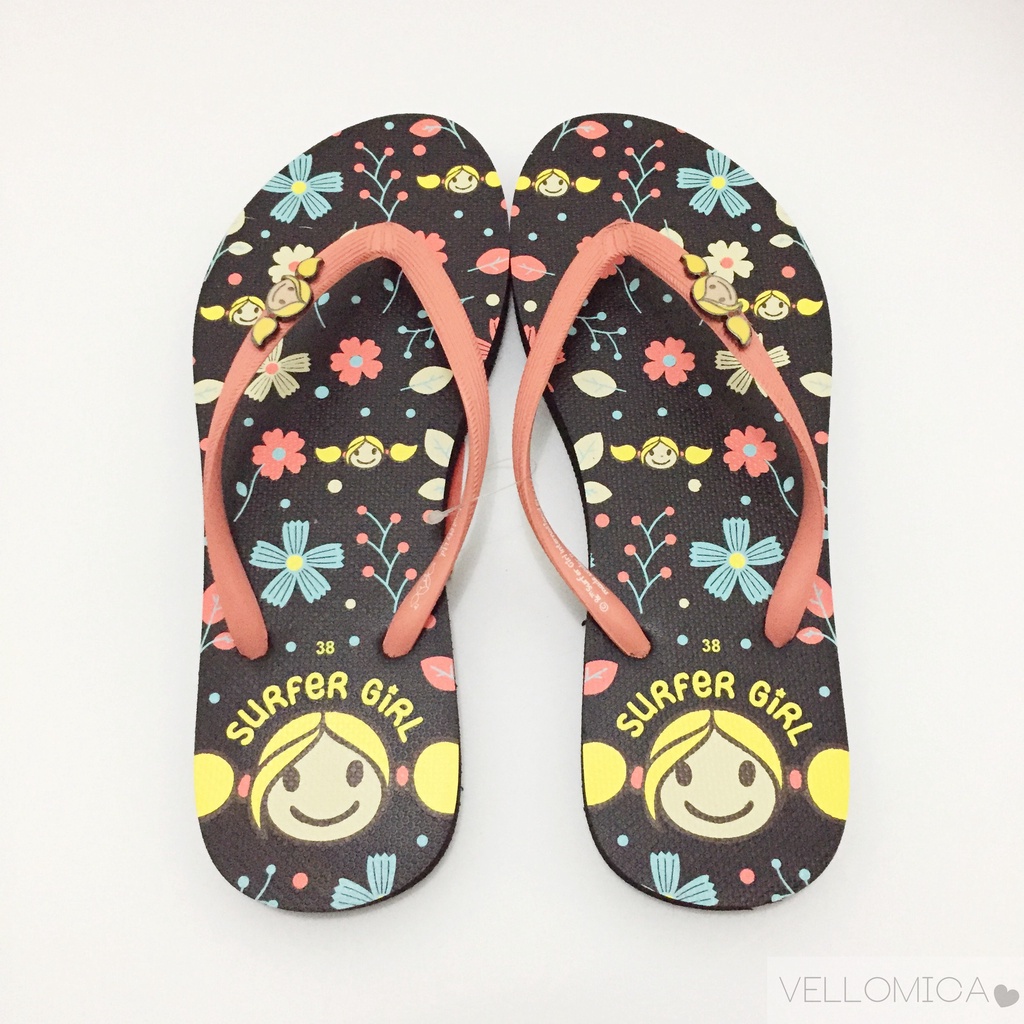 Sandal Surfer Girl Summer FLEUR Black Peach