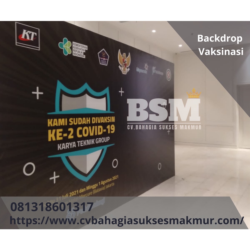 Jual Backdrop vaksin serang backwall photo booth backdround partisi r8