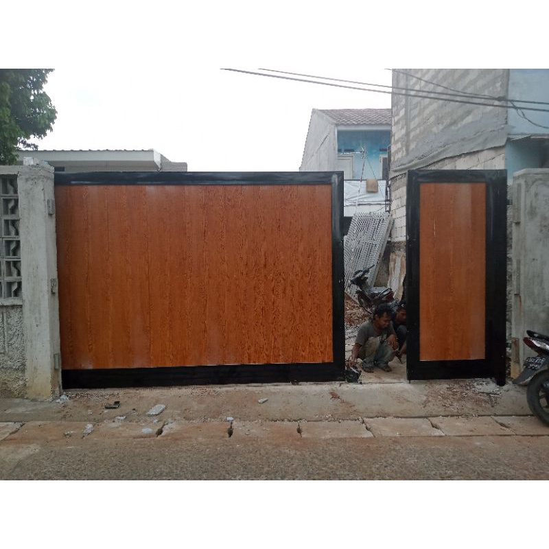 Jual pagar besi papan Grc serat kayu,kusen aluminium,pintu, jendela