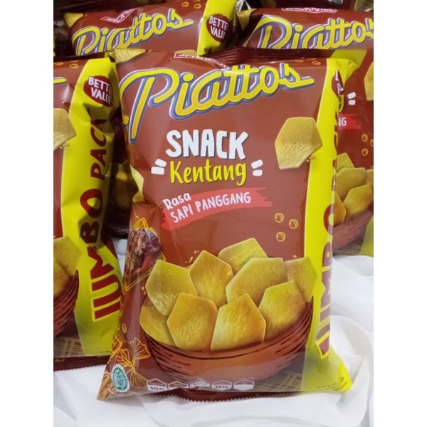 Jual PIATTOS JUMBO PACK RASA SAPI PANGGANG 120g | Piattos Sapi Panggang ...