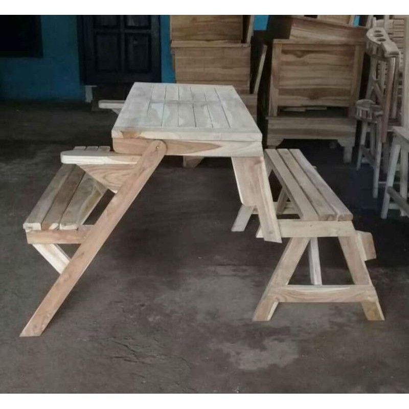 Jual Kursi Meja Cafe Kursi Makan Bisa Dilipat Kayu Jati Murah Shopee Indonesia