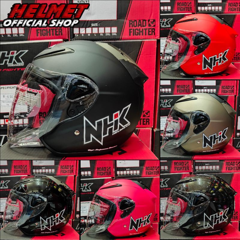 Jual Helm Half face NHK R6 Solid Original | Shopee Indonesia