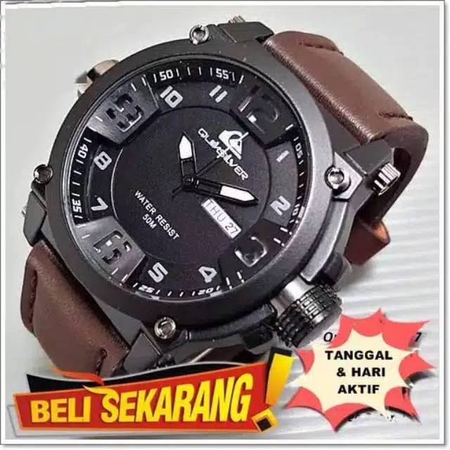 Jual Jam Tangan Pria Sporty Quicksilver Ocean Day Date Cowok Tali Kulit