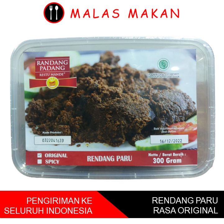 Jual Rendang Paru Rasa Original Restu Mande Rendang Padang 300gr ...