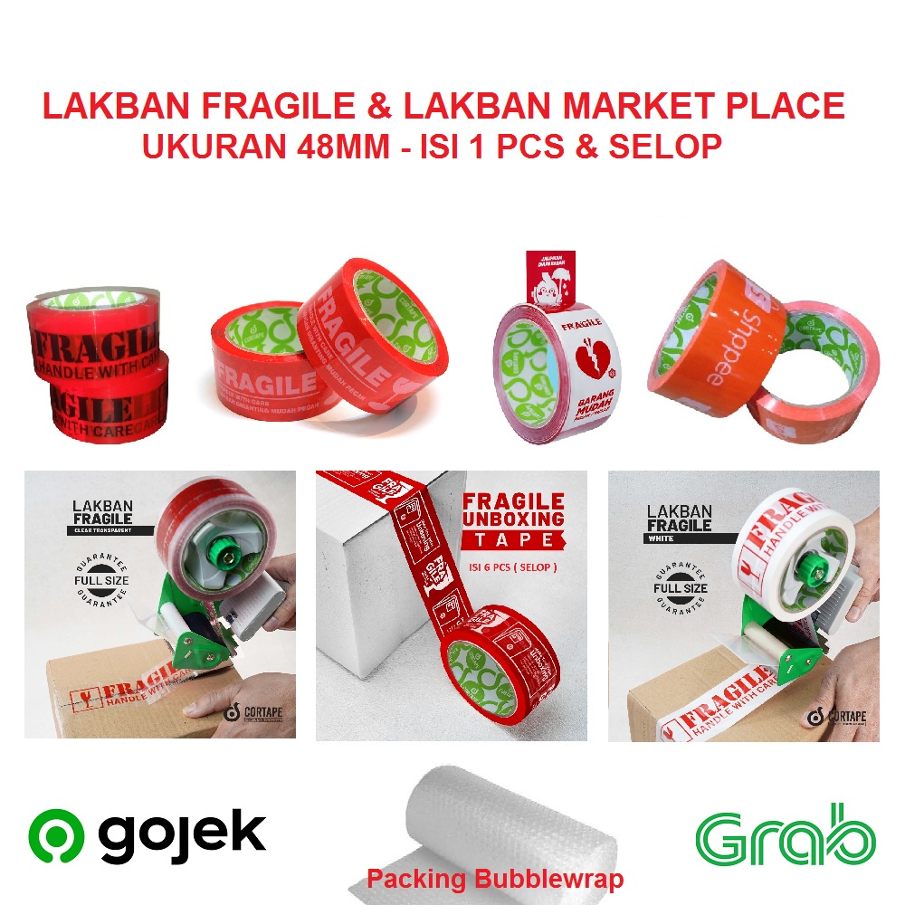 Jual Lakban Fragile Cortape uk 45/48mm x 72yard | Shopee Indonesia