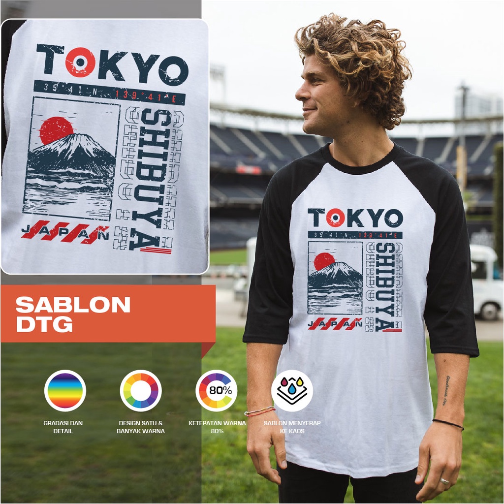 Jual Kaos Custom Satuan Sablon DTG New States Apparel Raglan Lengan 3/4 ...