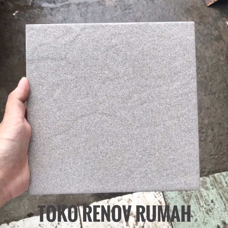 Jual keramik lantai kamar mandi abu 20x20 (kasar) timbul/ keramik