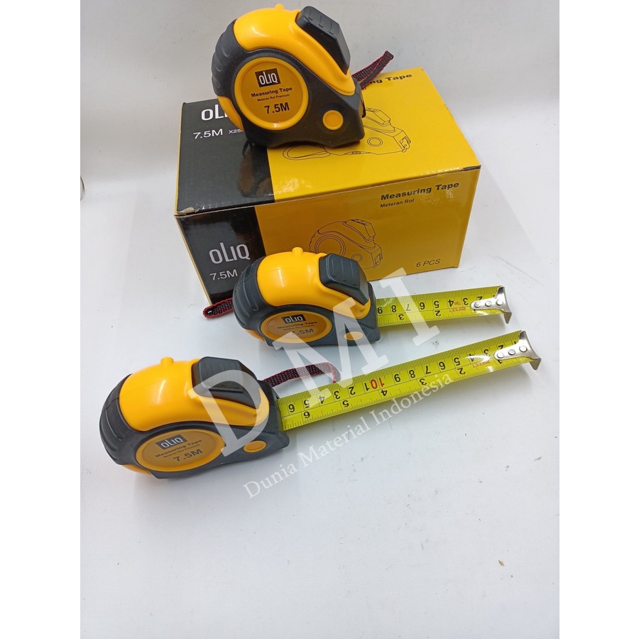 Jual Meteran OLIQ Kuning 7.5 Meter Autolock | Measuring Tape Auto Lock ...