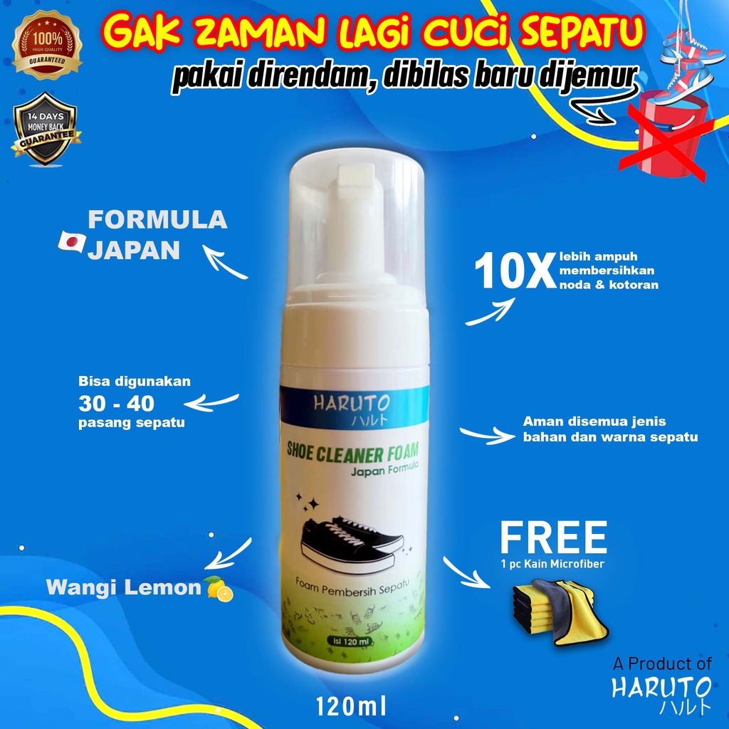 Jual Shoe cleaner foam 120ml by Haruto foam pembersih sepatu praktis ...