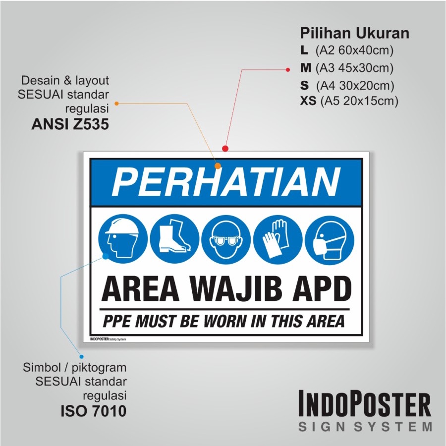 Jual Stiker Safety K3 - Area Wajib APD Alat Pelindung Diri PPE | Shopee ...